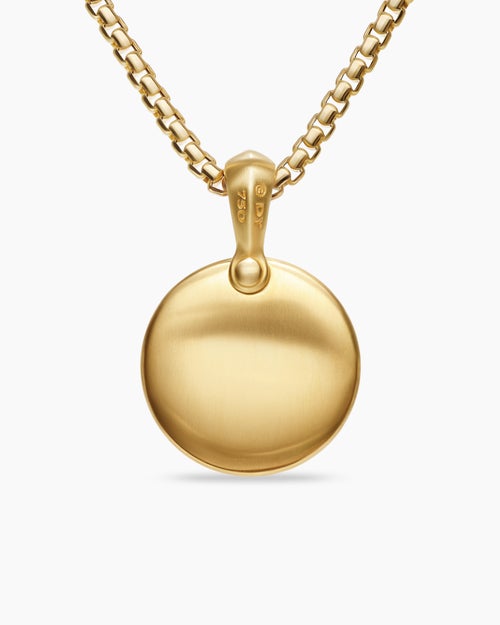 Mens Petrvs® Wolf Amulet in 18K Yellow Gold with Banded Agate, 21mm