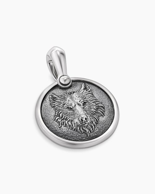 Mens Petrvs® Wolf Amulet in Sterling Silver, 21mm