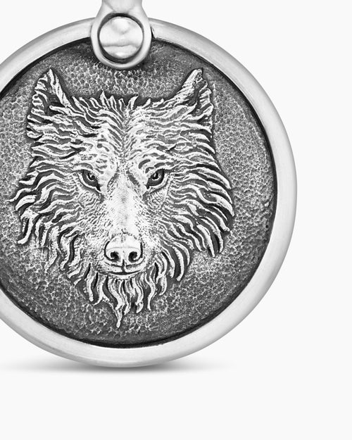 Mens Petrvs® Wolf Amulet in Sterling Silver, 21mm
