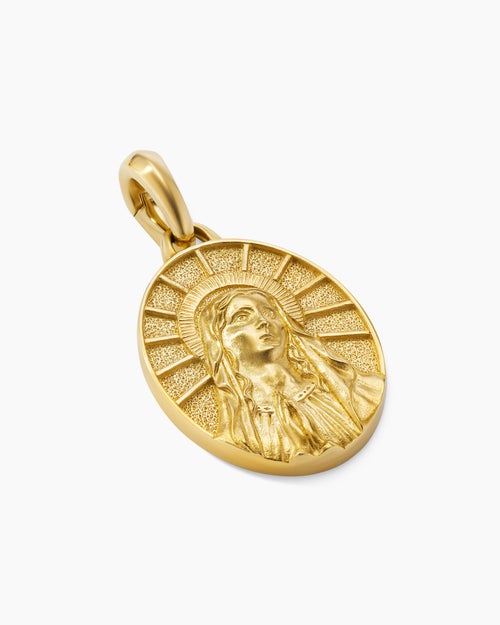 Mens Mary Amulet in 18K Yellow Gold, 20mm