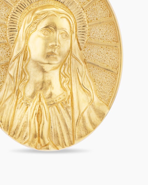Mens Mary Amulet in 18K Yellow Gold, 20mm