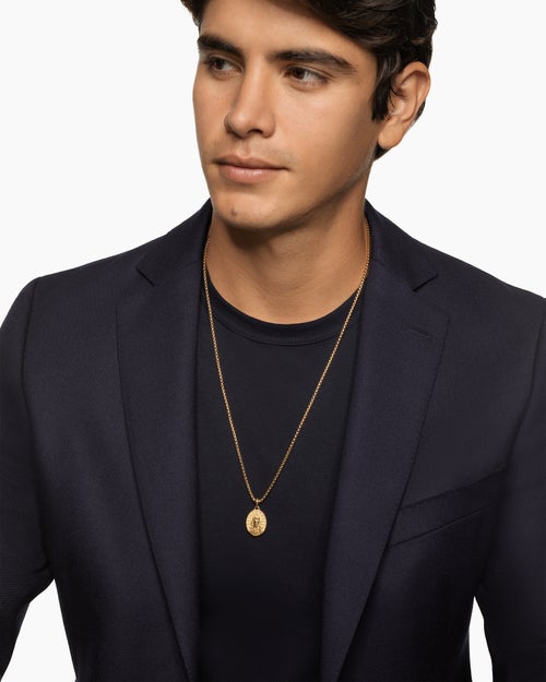 Mens Mary Amulet in 18K Yellow Gold, 20mm