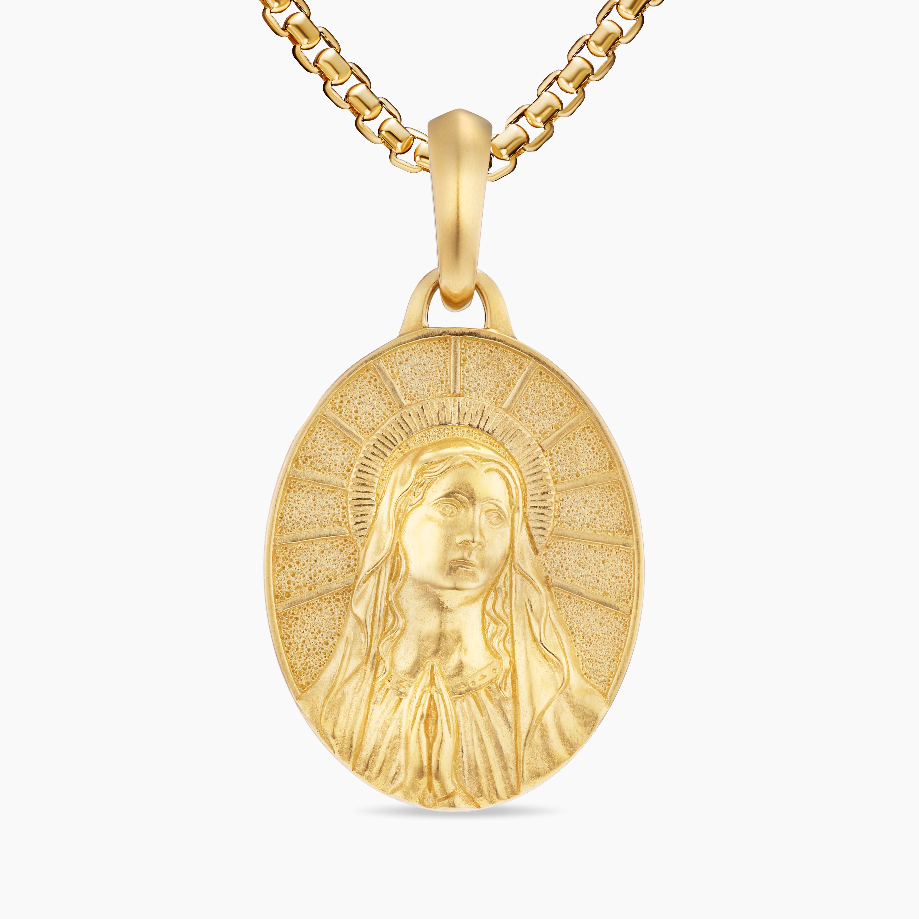 Mens Mary Amulet in 18K Yellow Gold, 20mm