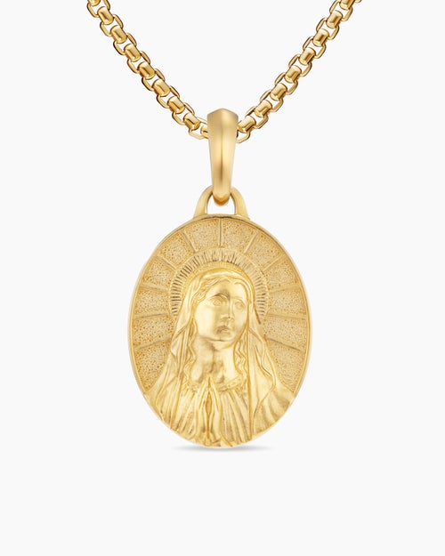 Mens Mary Amulet in 18K Yellow Gold, 20mm