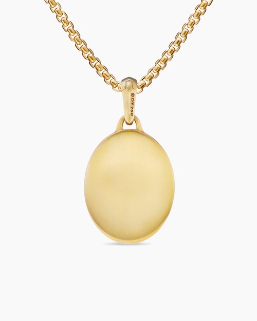 Mens Mary Amulet in 18K Yellow Gold with Diamonds, 20mm