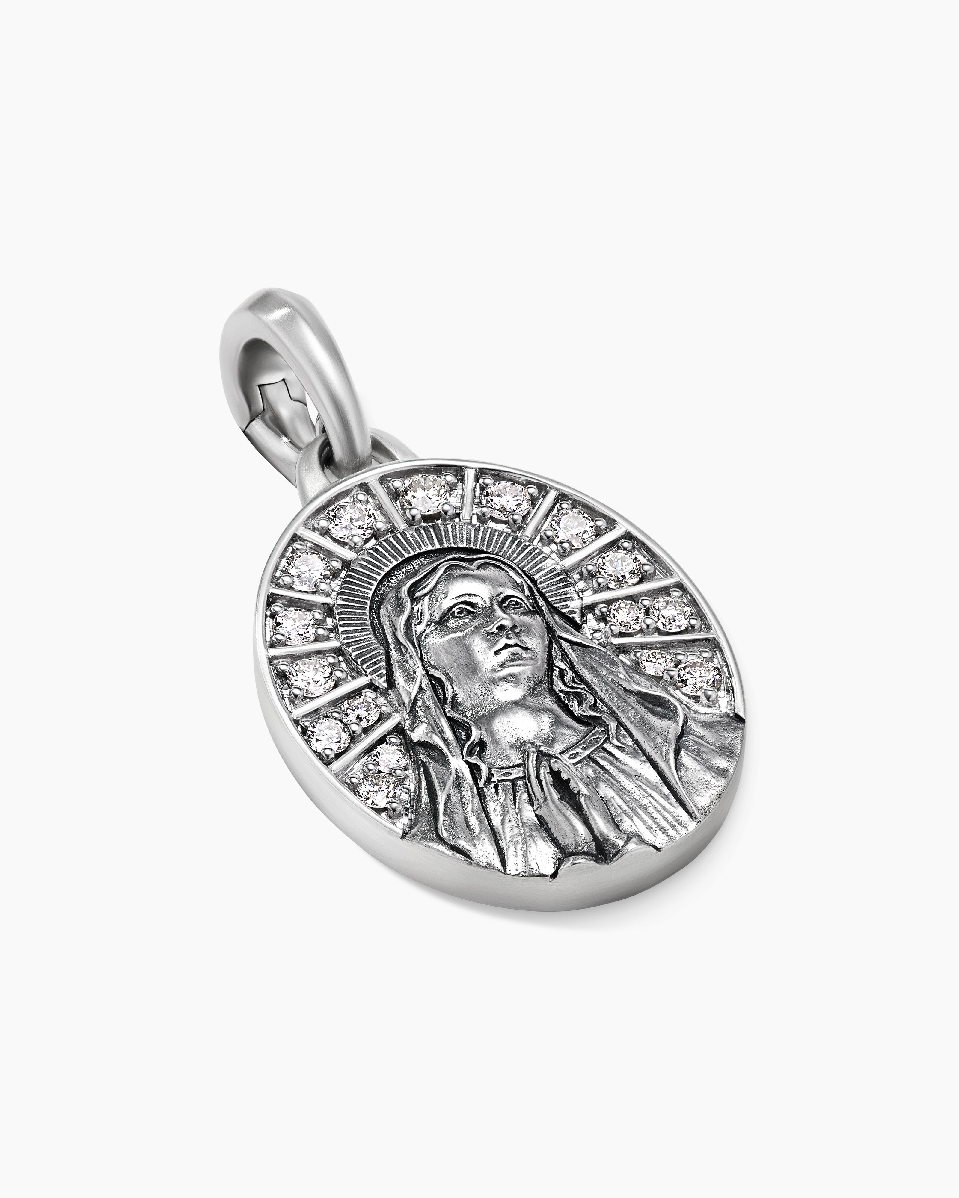 David Yurman Mary Amulet in Sterling Silver with Diamonds, 20mm GLOBAL SHIPPING