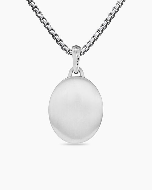 Mens Mary Amulet in Sterling Silver with Diamonds, 20mm