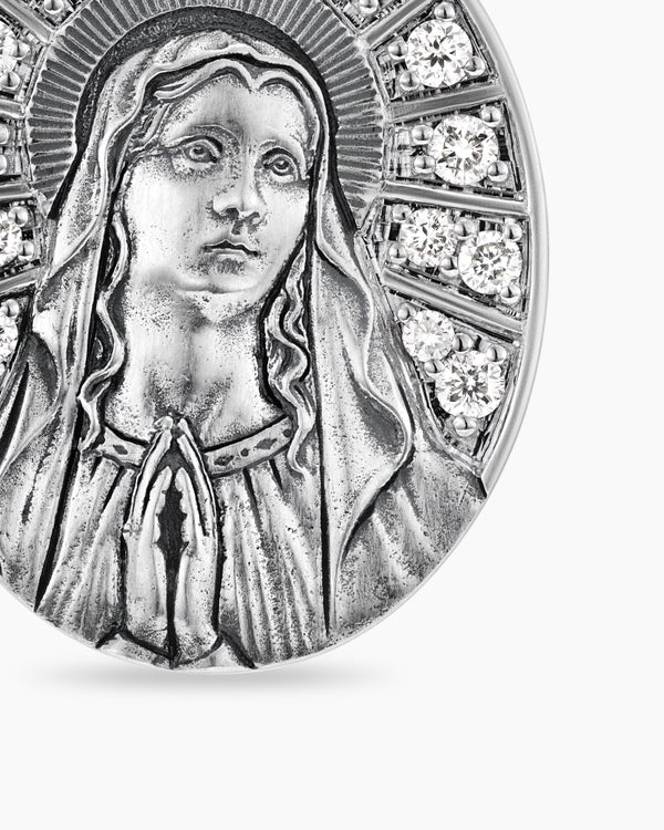 Mary Amulet in Sterling Silver with Diamonds, 20mm
