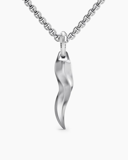 Mens Cornicello Amulet in Sterling Silver, 30.6mm