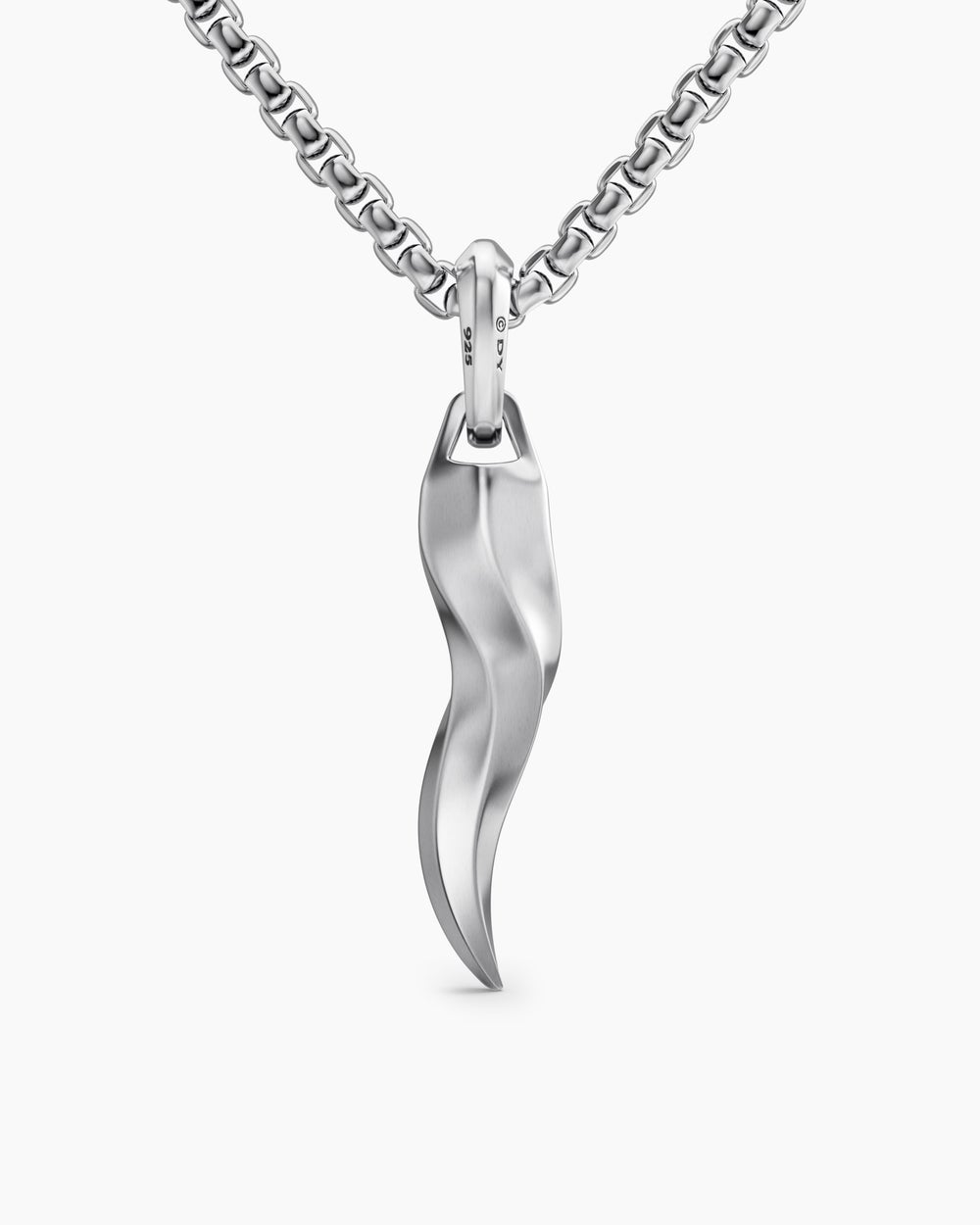 Mens Cornicello Amulet in Sterling Silver, 30.6mm