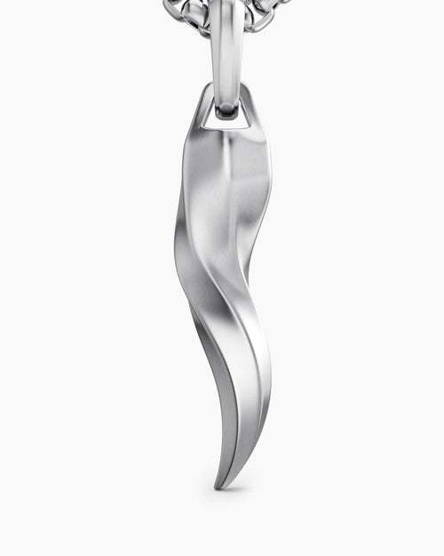 Mens Cornicello Amulet in Sterling Silver, 30.6mm