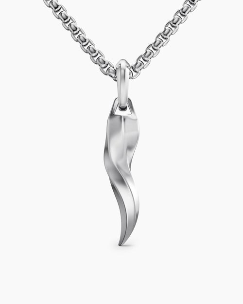 Mens Cornicello Amulet in Sterling Silver, 30.6mm