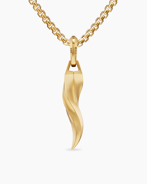 Mens Cornicello Amulet in 18K Yellow Gold, 30mm