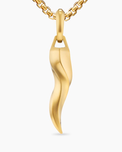 Mens Cornicello Amulet in 18K Yellow Gold, 30mm