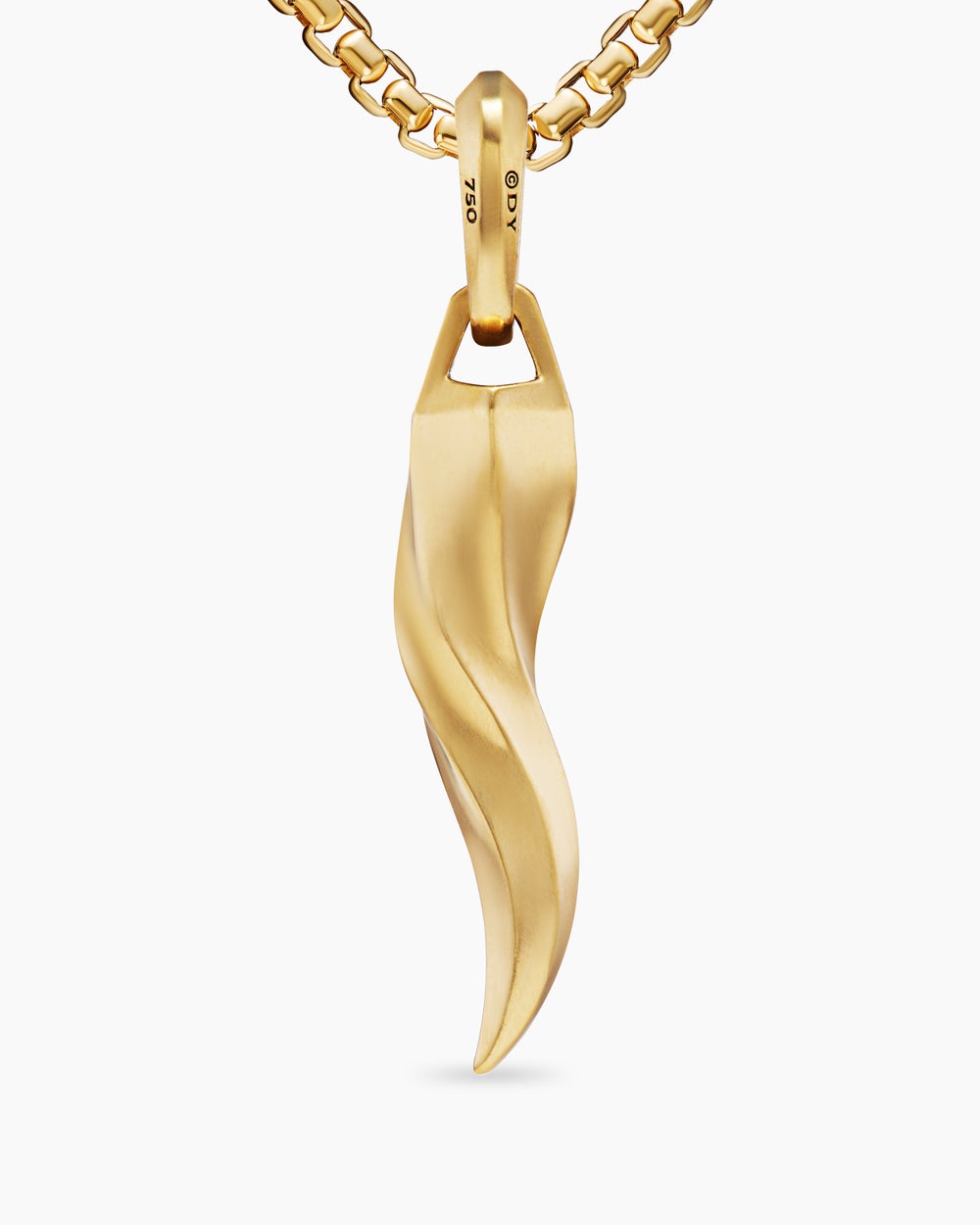 Mens Cornicello Amulet in 18K Yellow Gold, 30mm