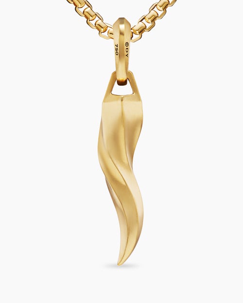 Mens Cornicello Amulet in 18K Yellow Gold, 30mm