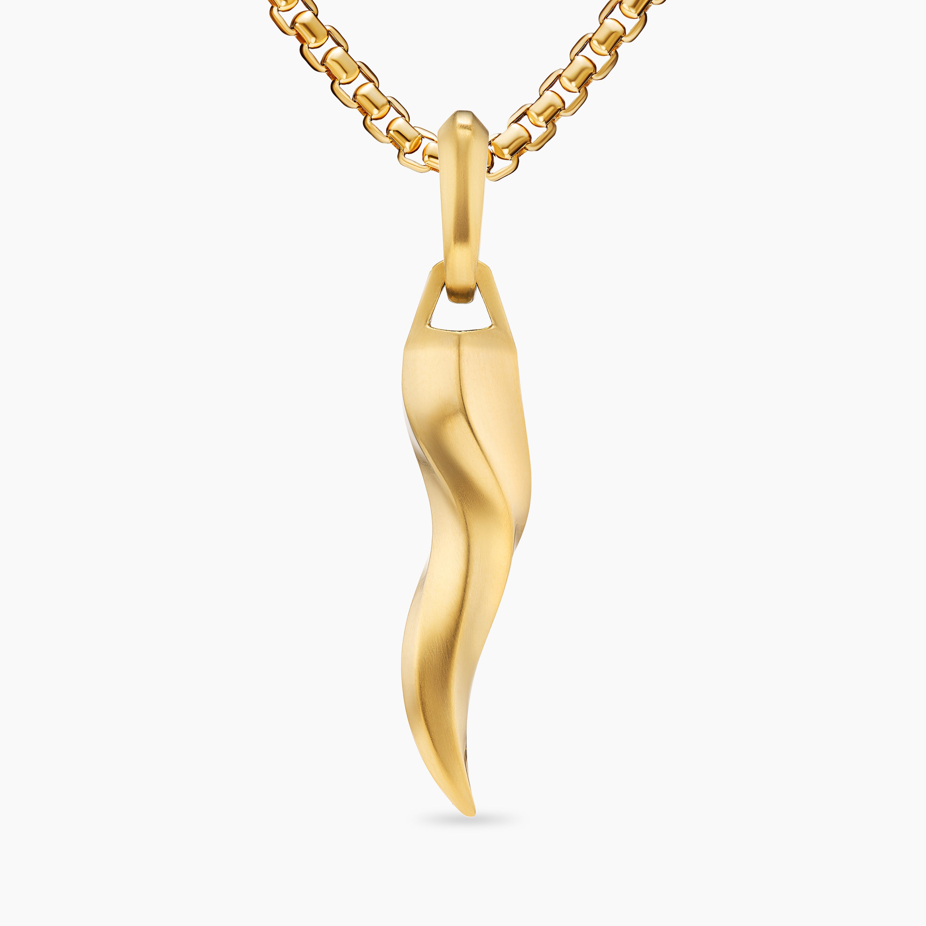 Mens Cornicello Amulet in 18K Yellow Gold, 30mm