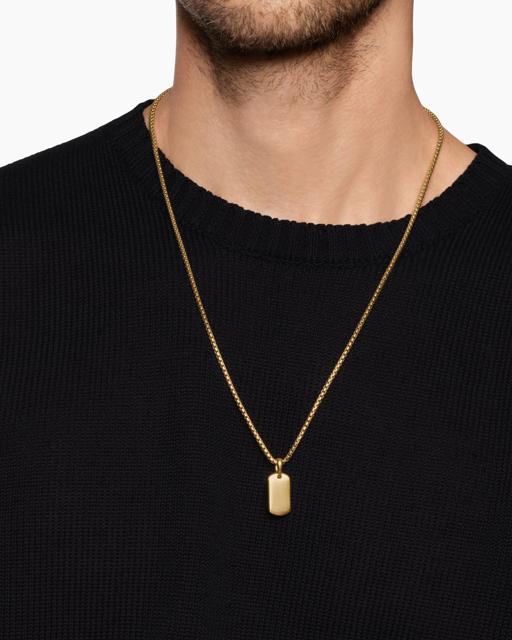 Mens Chevron Tag in 18K Yellow Gold, 21mm
