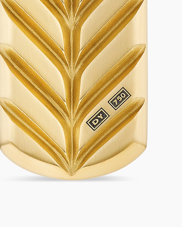 Chevron Tag in 18K Yellow Gold with Black Diamonds, 21mm