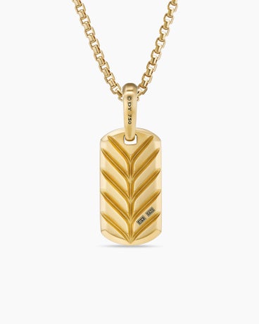 Chevron Tag in 18K Yellow Gold with Diamonds, 21mm