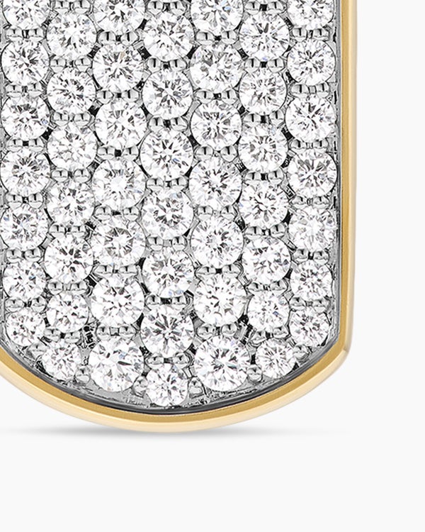 Chevron Tag in 18K Yellow Gold with Diamonds, 21mm