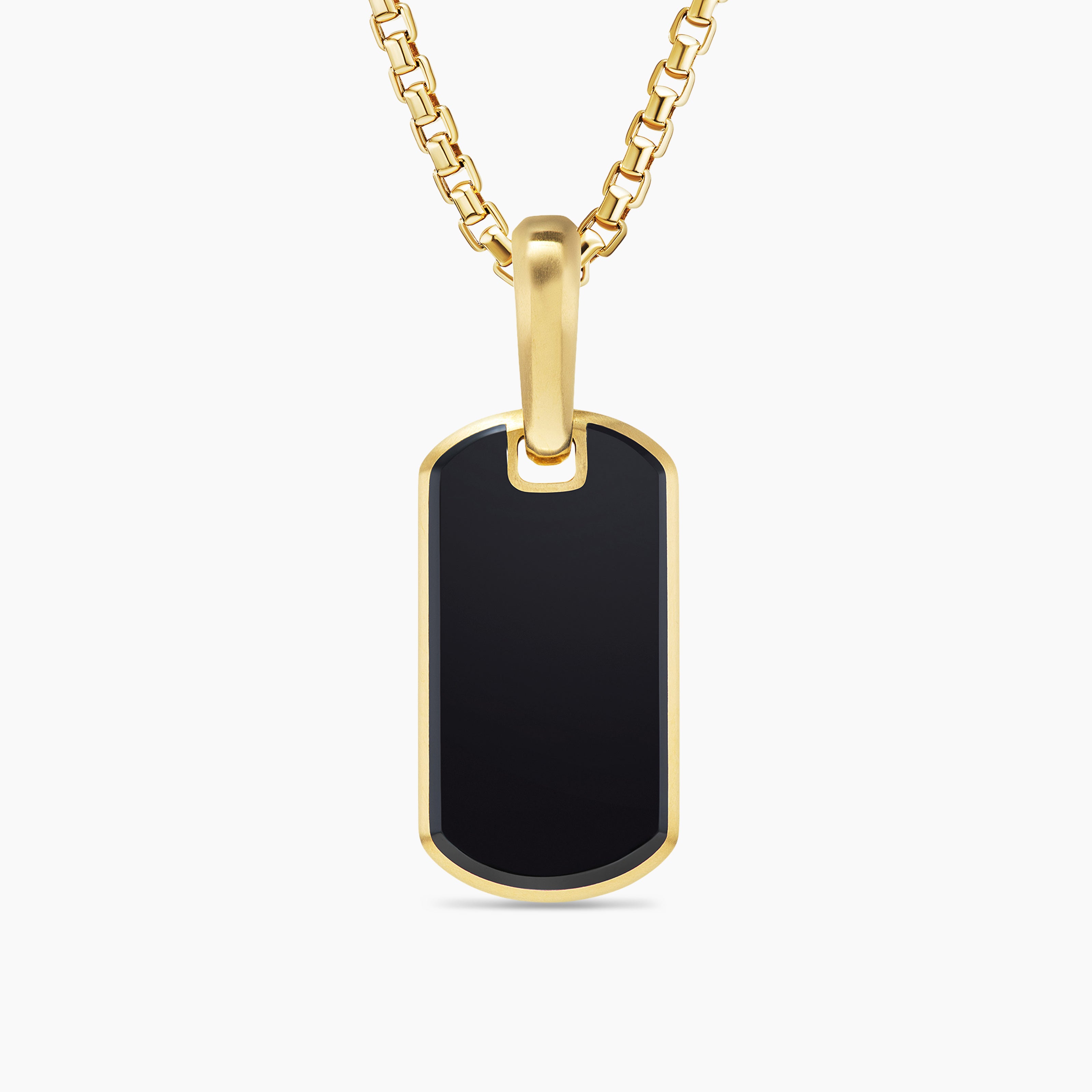 M&eacute;daille Chevron en or jaune 18 carats avec onyx noir, 21 mm homme 