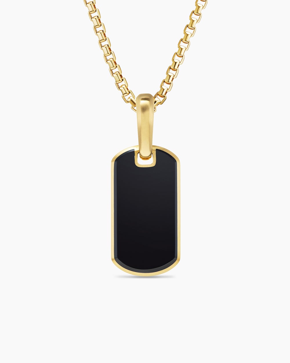 Médaille Chevron en or jaune 18 carats avec onyx noir, 21 mm homme