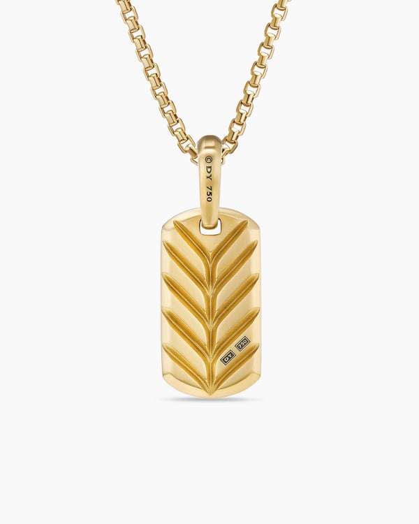 Chevron Tag in 18K Yellow Gold with Nephrite Jade, 21mm