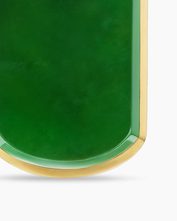 Chevron Tag in 18K Yellow Gold with Nephrite Jade, 21mm