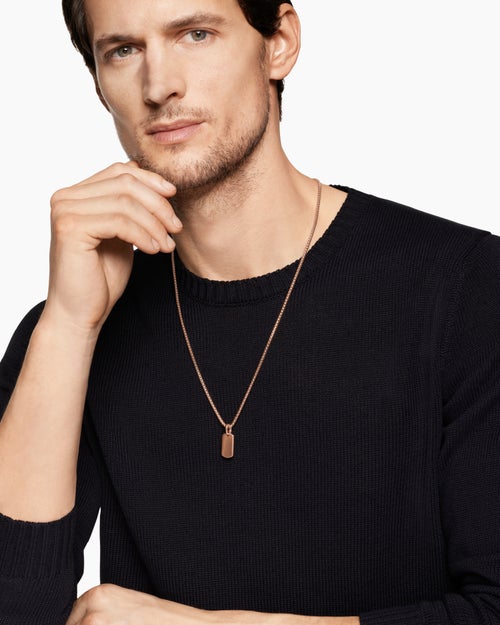 Mens Chevron Tag in 18K Rose Gold, 21mm
