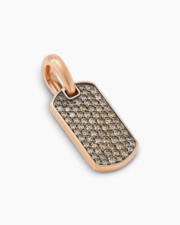 Chevron Tag in 18K Rose Gold with Cognac Diamonds, 21mm