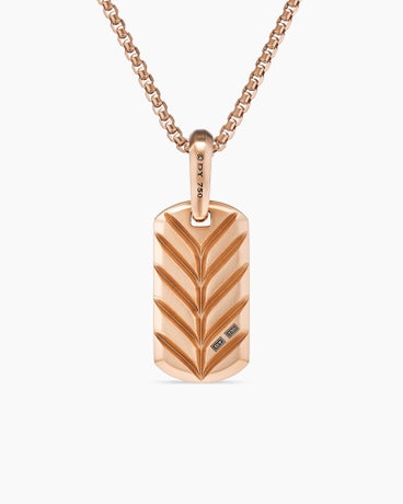 Chevron Tag in 18K Rose Gold with Cognac Diamonds, 21mm
