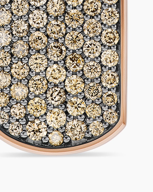 Chevron Tag in 18K Rose Gold with Cognac Diamonds, 21mm