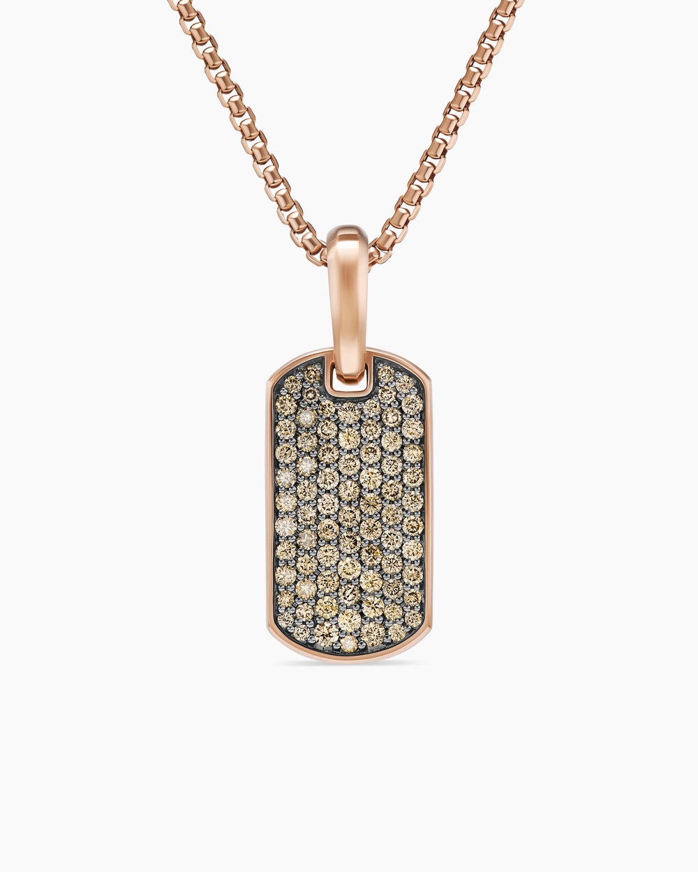 Médaille Chevron en or rose 18 carats avec diamants cognac, 21 mm homme
