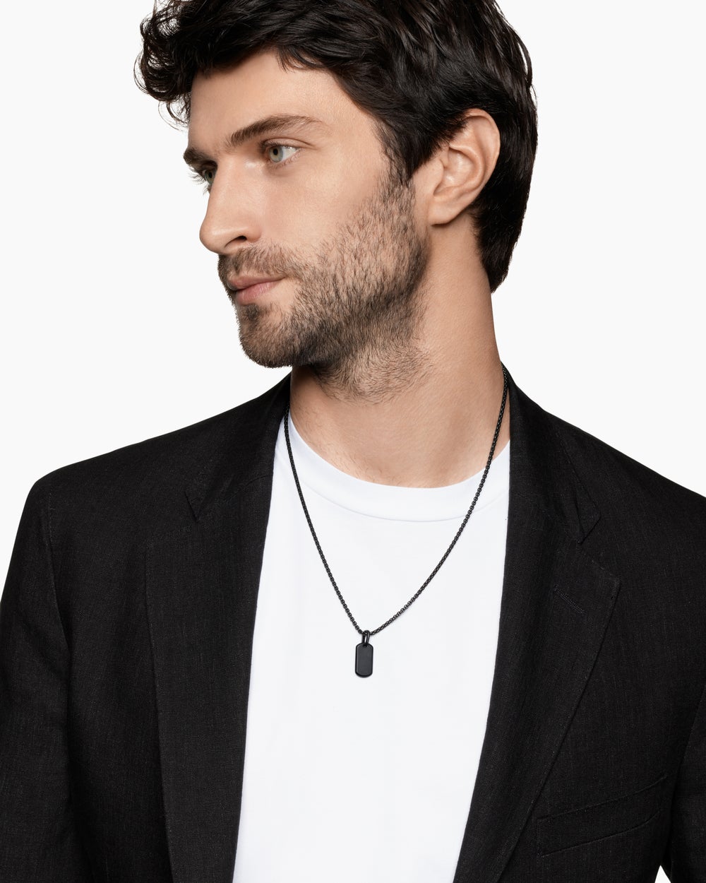 Mens Chevron Tag in Black Titanium, 21mm
