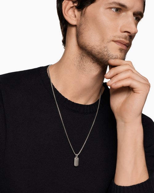 Mens Chevron Tag in Sterling Silver, 21mm