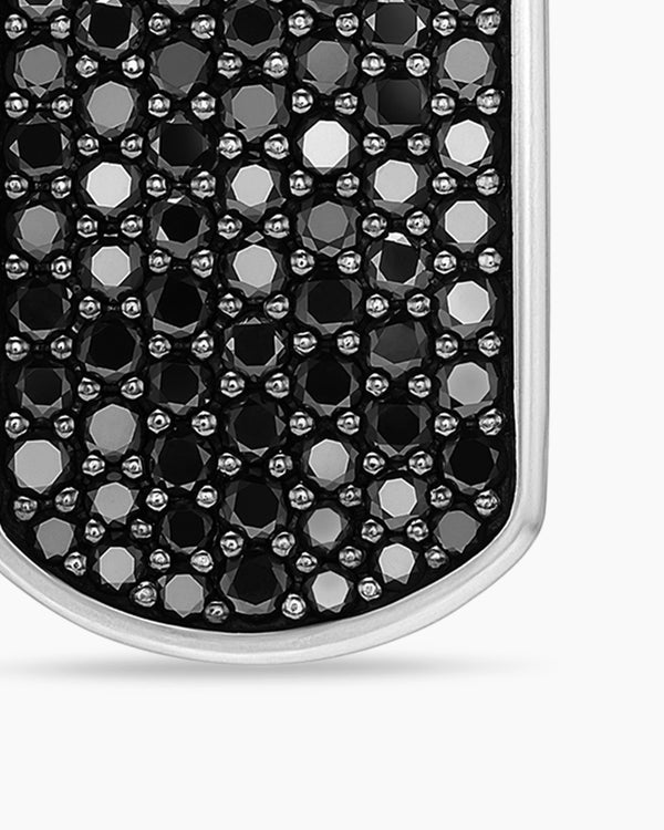 Chevron Tag in Sterling Silver with Black Diamonds, 21mm