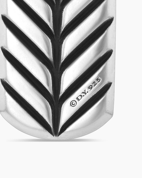 Chevron Tag in Sterling Silver with Black Diamonds, 21mm