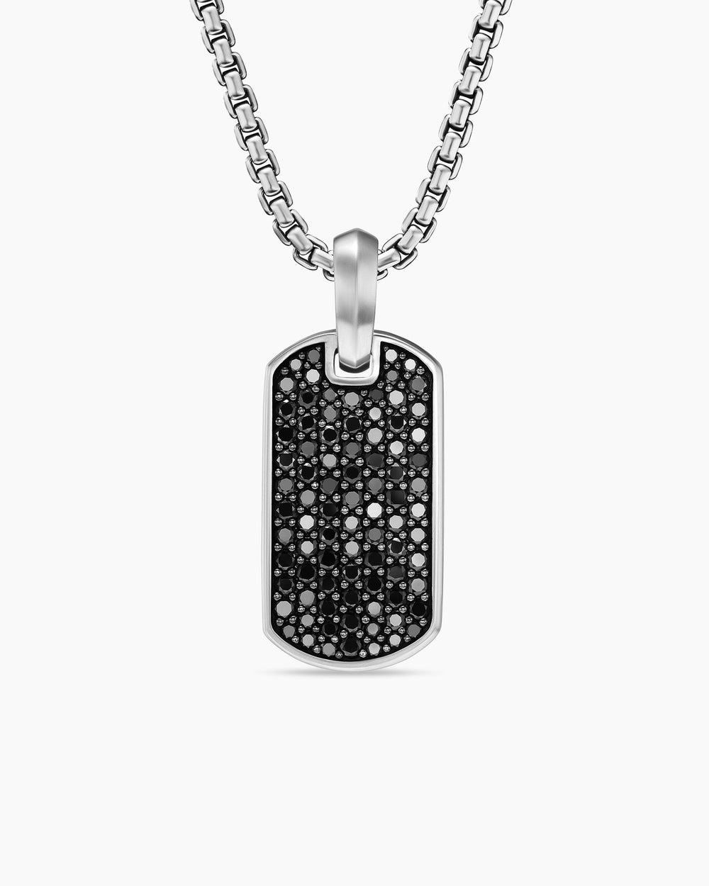 Médaille Chevron en argent massif avec diamants noirs, 21 mm homme