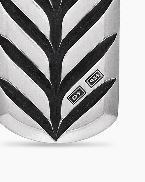 Mens Chevron Tag in Sterling Silver with Diamonds, 21mm