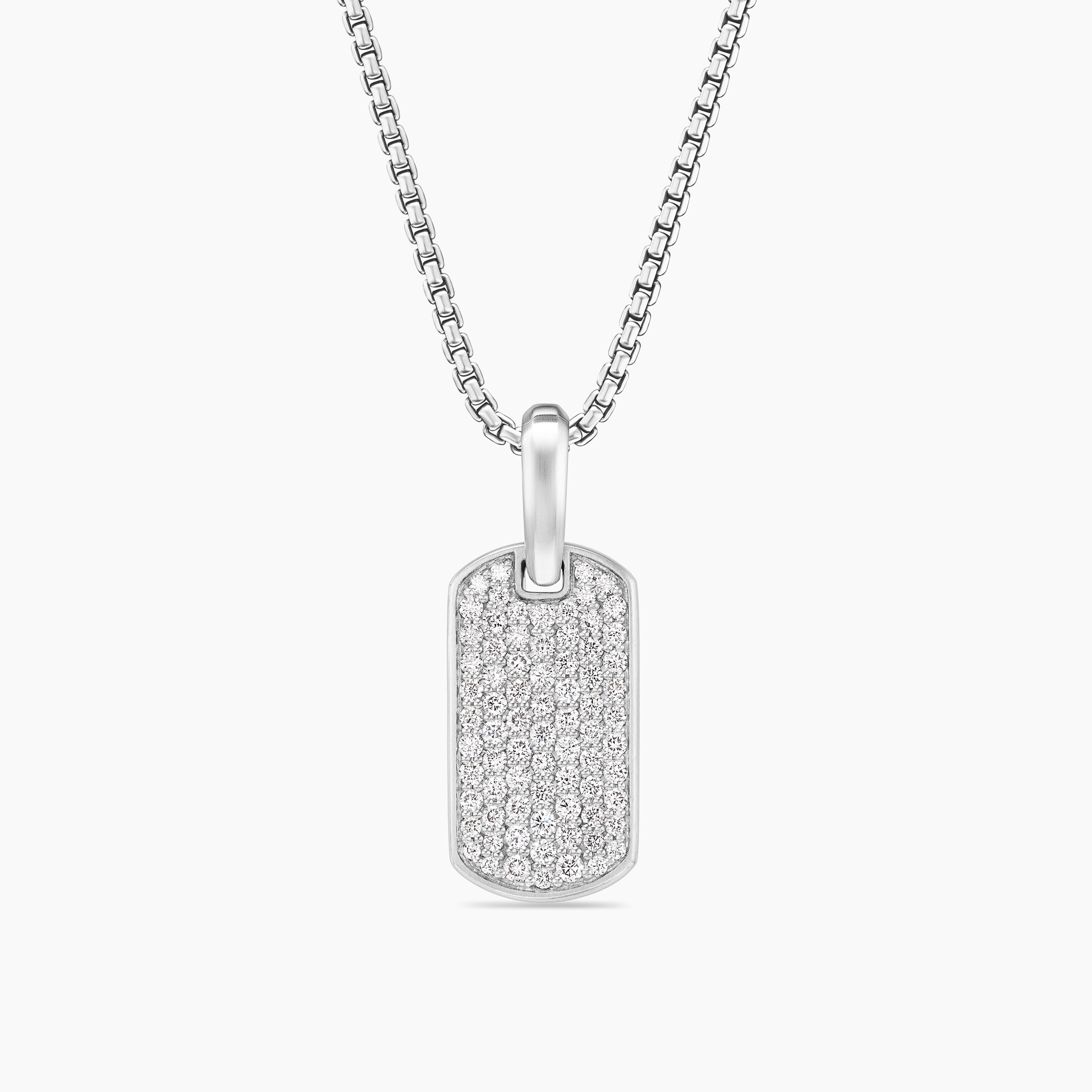 M&eacute;daille Chevron en argent sterling avec diamants, 21 mm hommes 