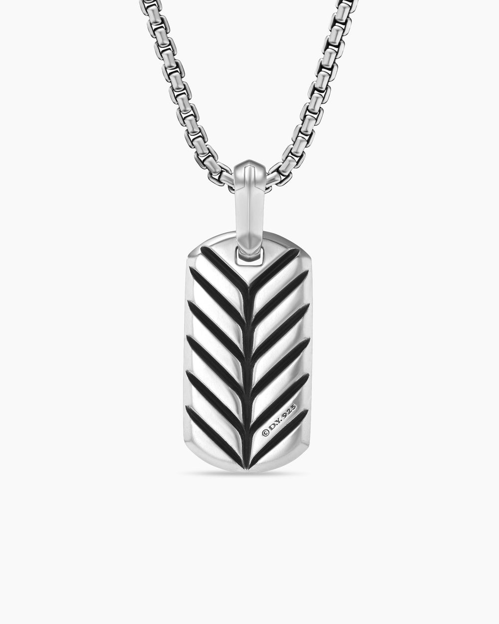 Médaille Chevron en argent massif avec onyx noir, 21 mm homme
