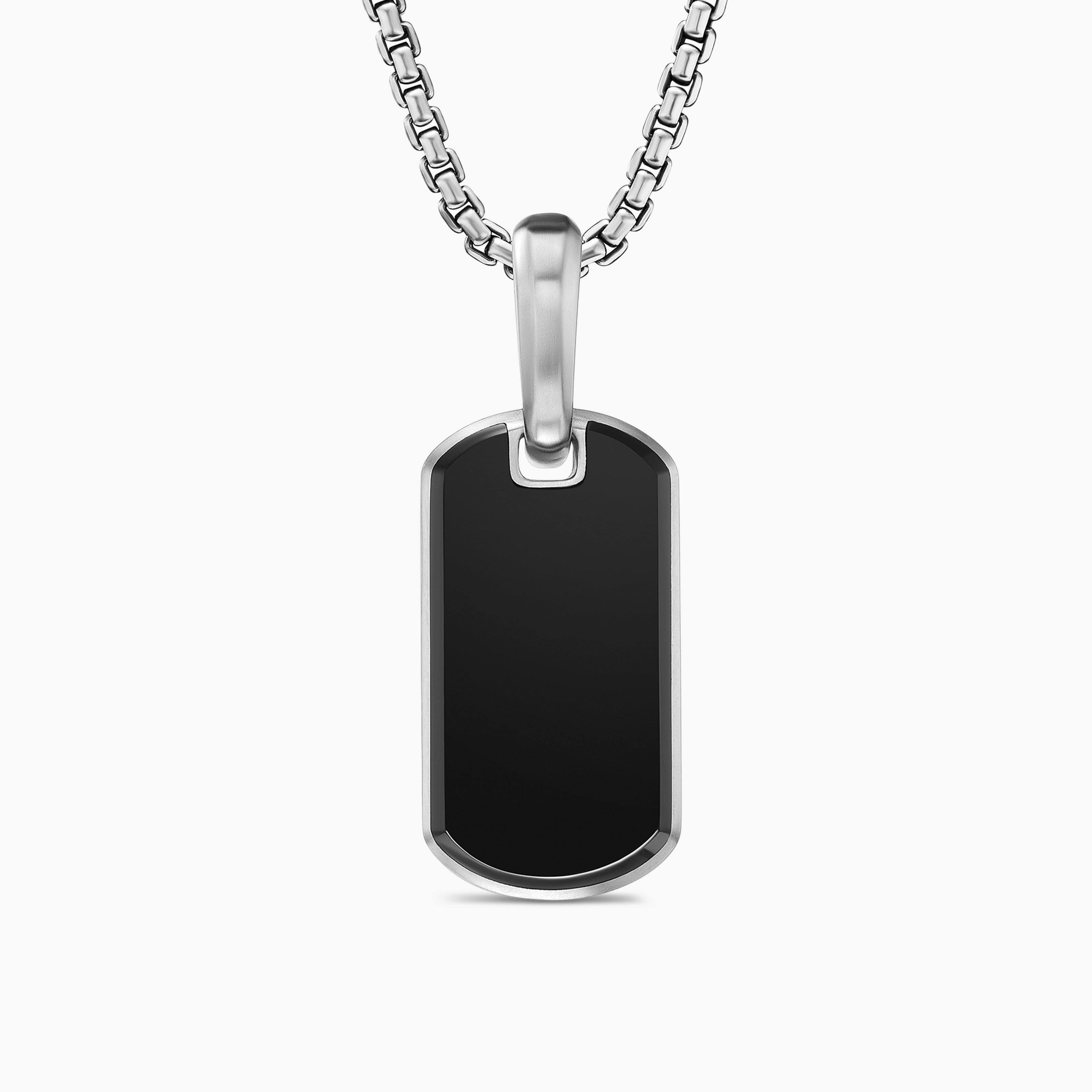 M&eacute;daille Chevron en argent sterling avec onyx noir, 21 mm hommes 