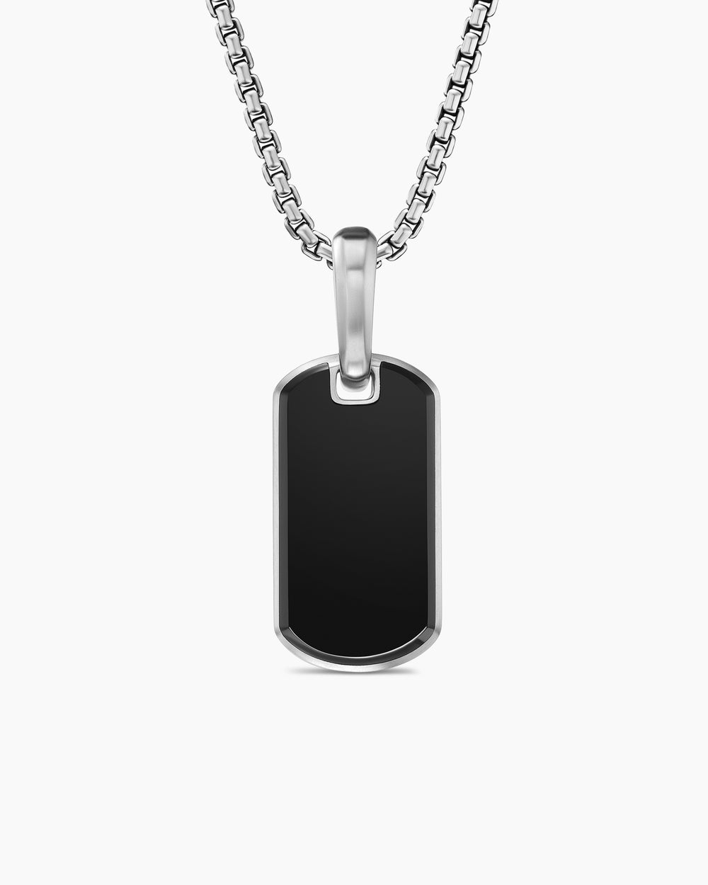 Médaille Chevron en argent massif avec onyx noir, 21 mm homme