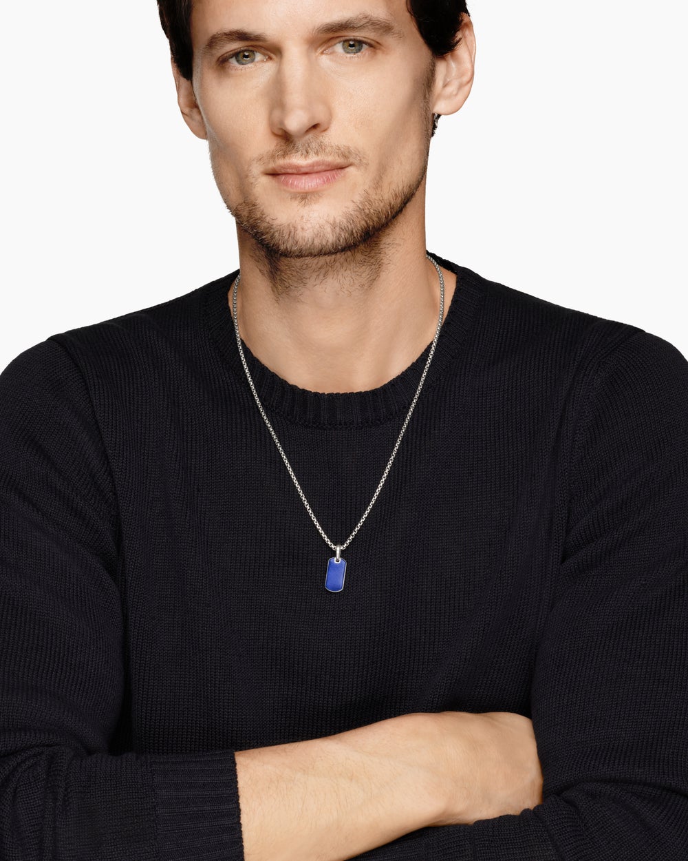 Médaille Chevron en argent sterling avec lapis-lazuli, 21 mm hommes
