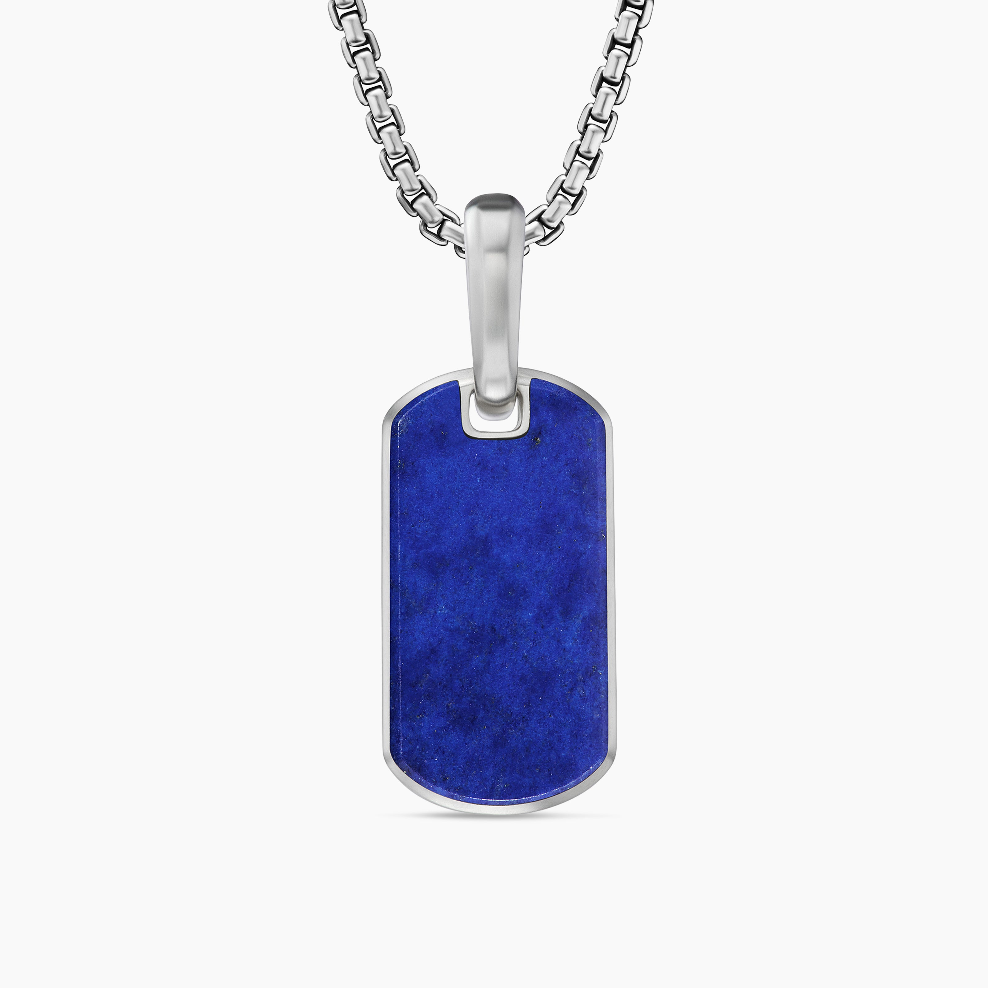 Mens Chevron Tag in Sterling Silver with Lapis Lazuli, 21mm