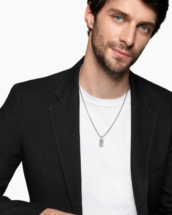 Chevron Tag in Sterling Silver, 21mm