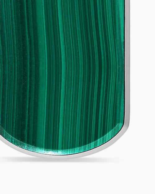 Mens Chevron Tag in Sterling Silver with Malachite, 21mm
