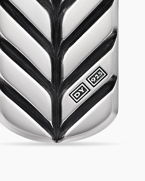 Mens Chevron Tag in Sterling Silver with Malachite, 21mm