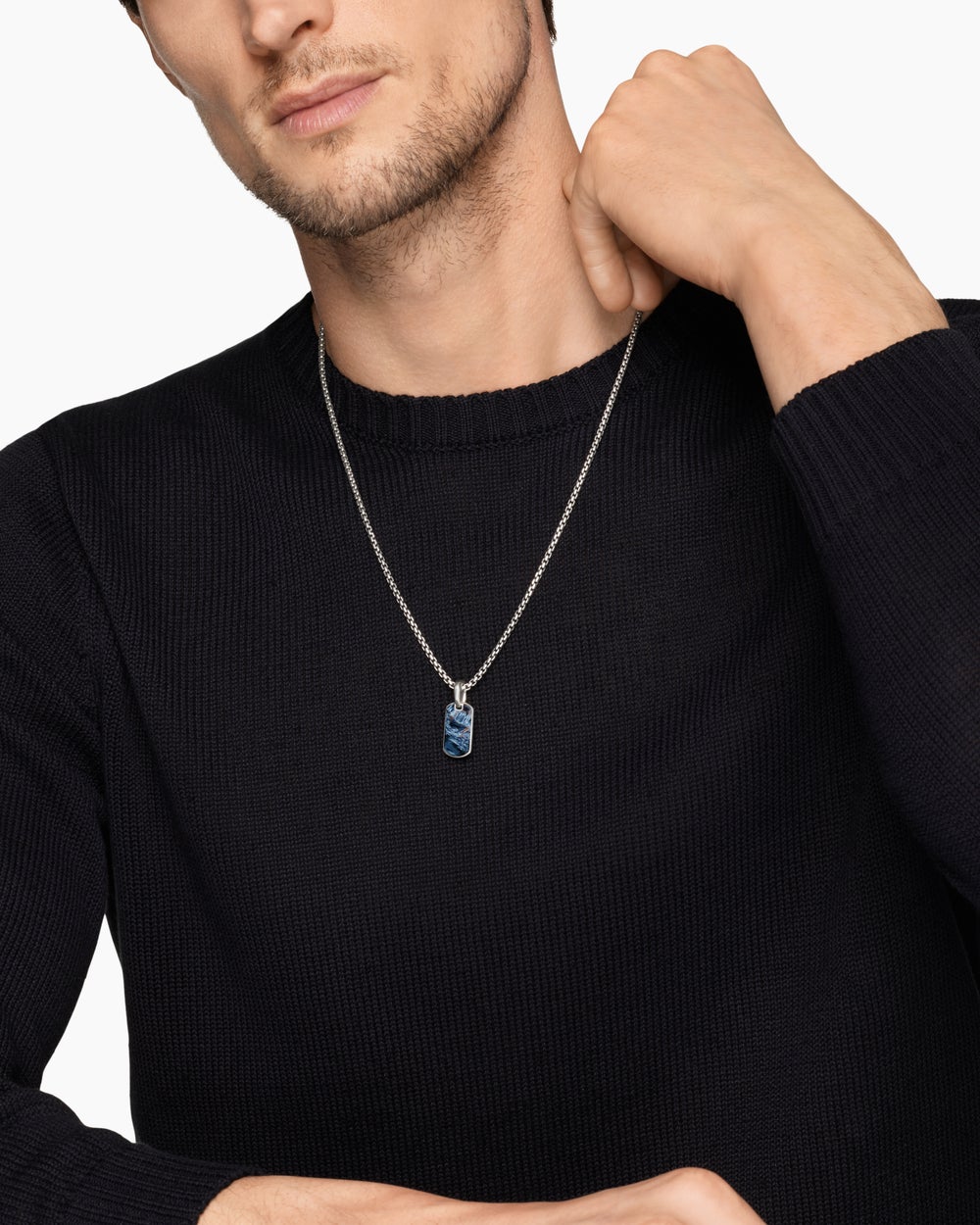 Médaille Chevron en argent massif avec piétersite, 21 mm homme